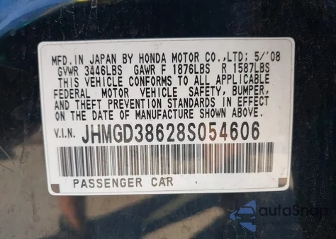 2008 Honda Fit Sport z USA, uszkodzony, nr VIN JHMGD38628S054606